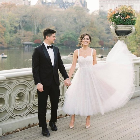 BHLDN Watters Lynette Wedding Gown tea length Size 10 NEW - Picture 5 of 11